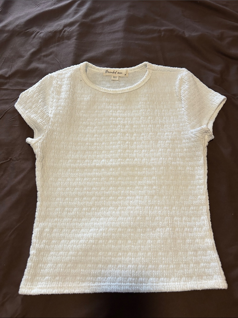 Textured Short Sleeve Tee in White by